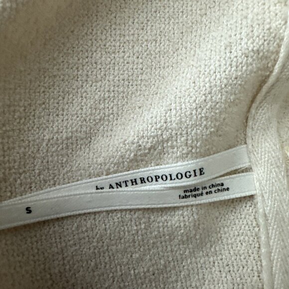 Anthropologie Women’s Cream S Hooded Mixed Media Cardigan Sweater Bobo Cozy - Picture 7 of 12